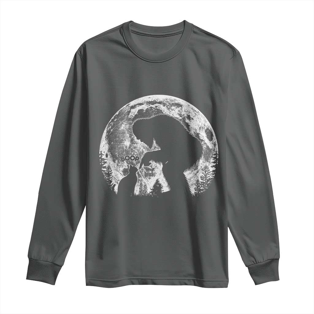 Fun Hand Boop Nose Bigfoot Cat Long Sleeve Shirt Sasquatch Full Moon