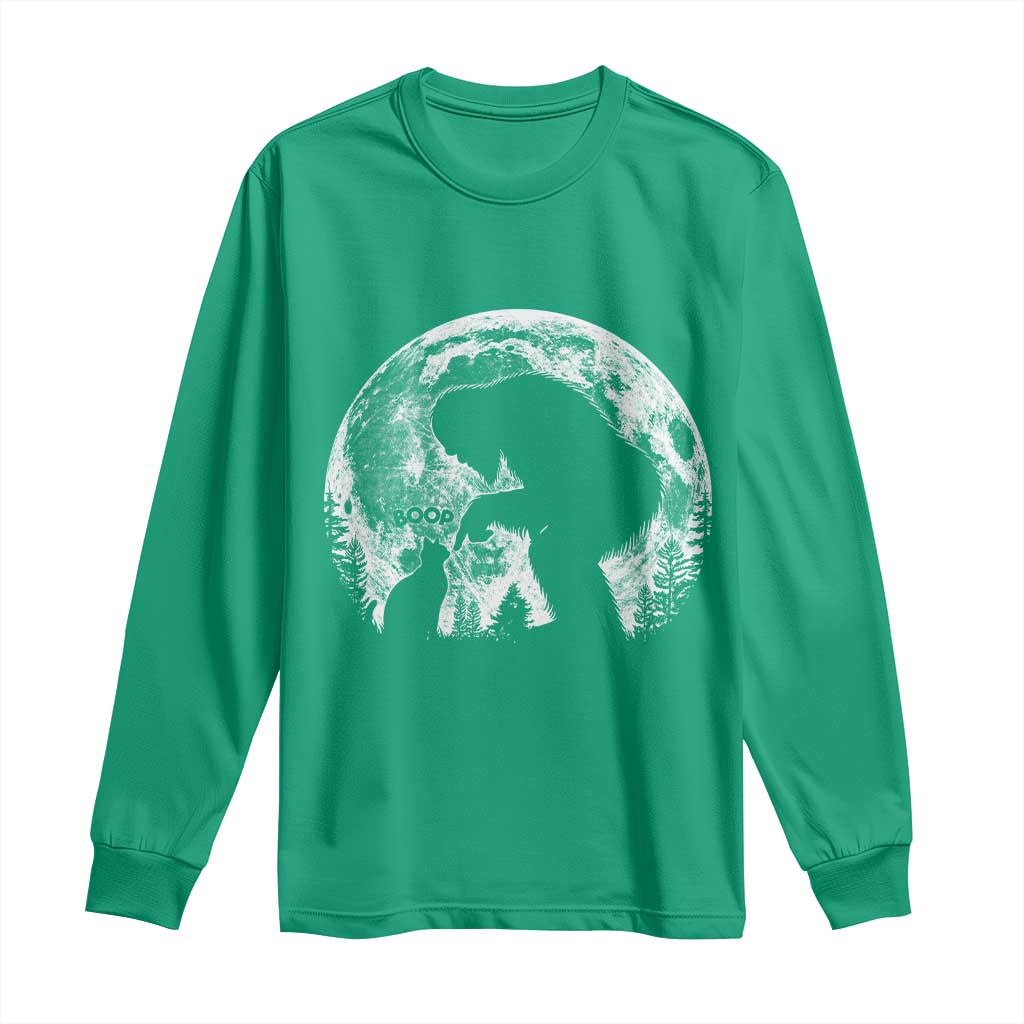 Fun Hand Boop Nose Bigfoot Cat Long Sleeve Shirt Sasquatch Full Moon