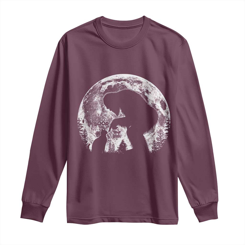 Fun Hand Boop Nose Bigfoot Cat Long Sleeve Shirt Sasquatch Full Moon