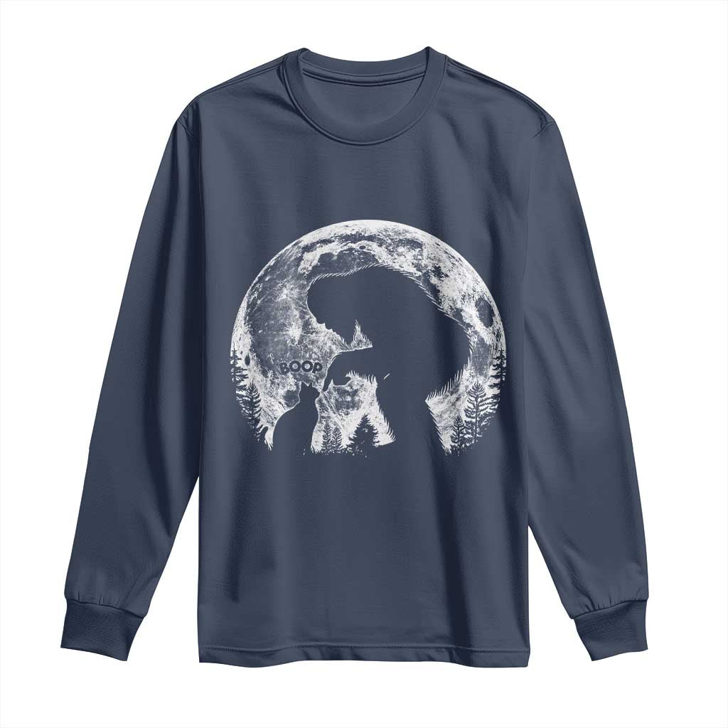 Fun Hand Boop Nose Bigfoot Cat Long Sleeve Shirt Sasquatch Full Moon
