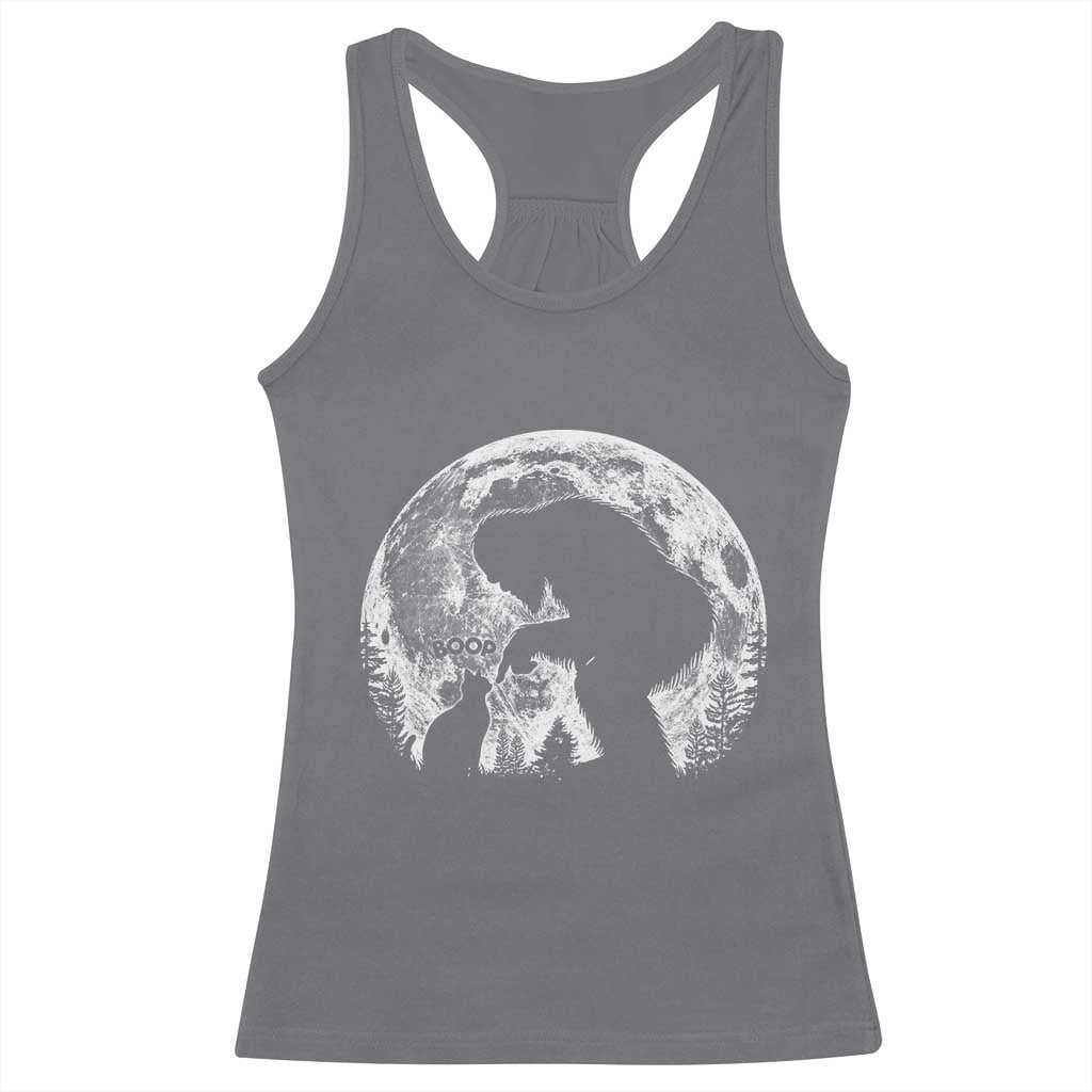 Fun Hand Boop Nose Bigfoot Cat Racerback Tank Top Sasquatch Full Moon