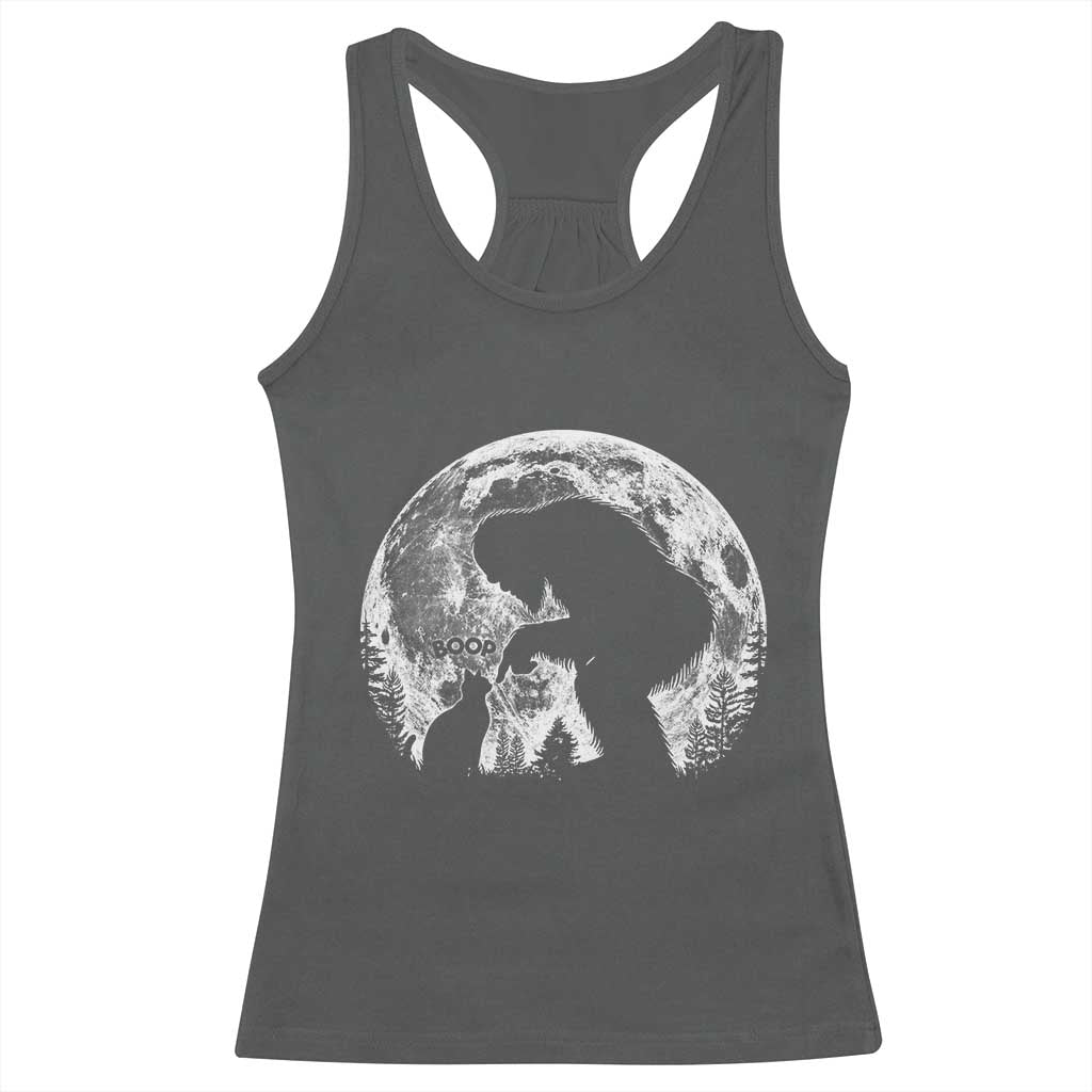 Fun Hand Boop Nose Bigfoot Cat Racerback Tank Top Sasquatch Full Moon