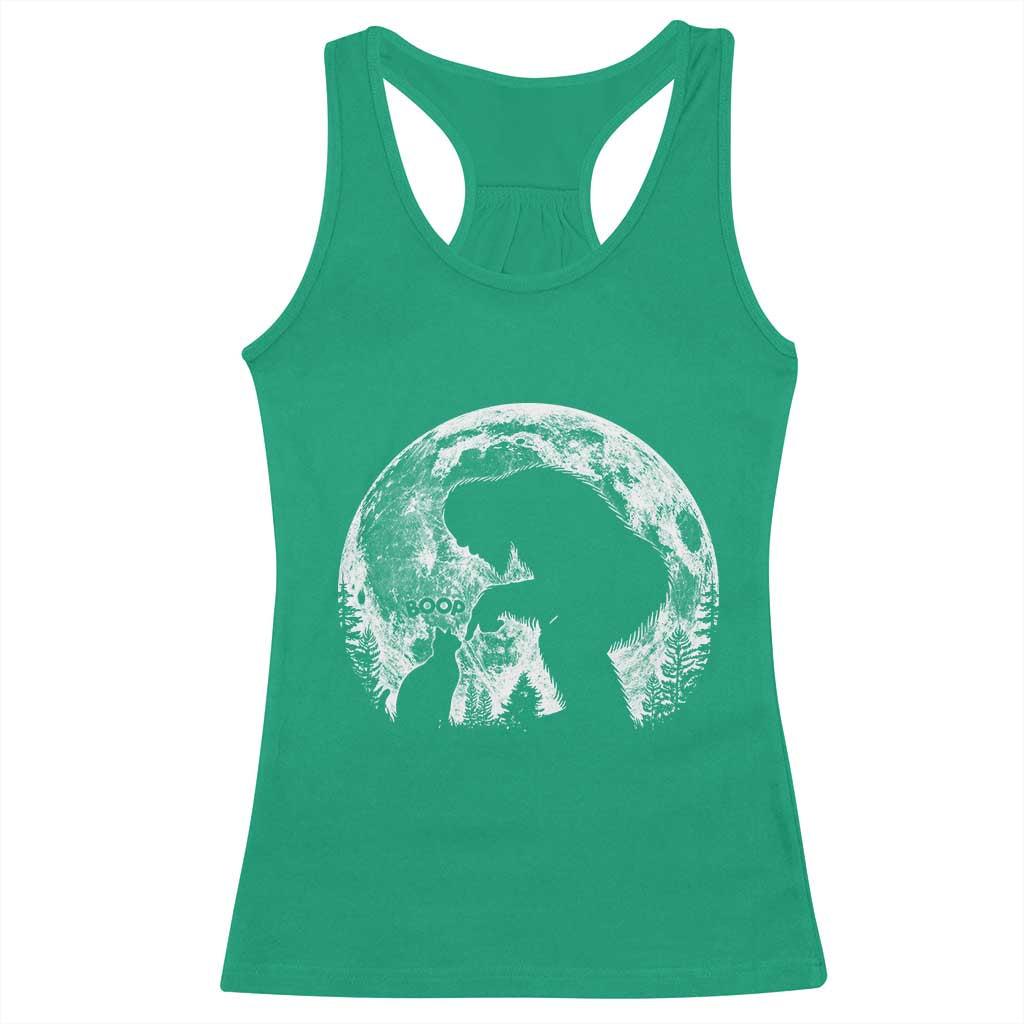 Fun Hand Boop Nose Bigfoot Cat Racerback Tank Top Sasquatch Full Moon