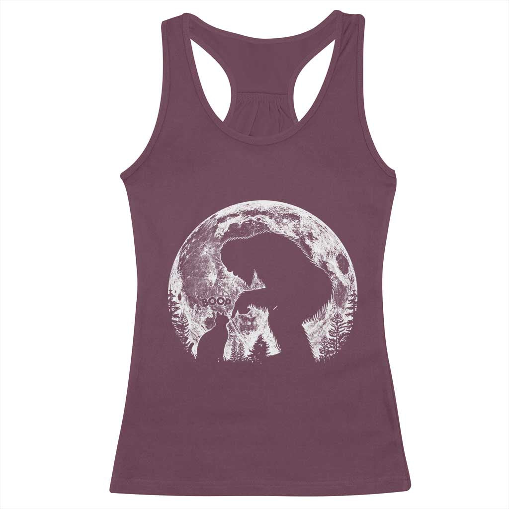 Fun Hand Boop Nose Bigfoot Cat Racerback Tank Top Sasquatch Full Moon