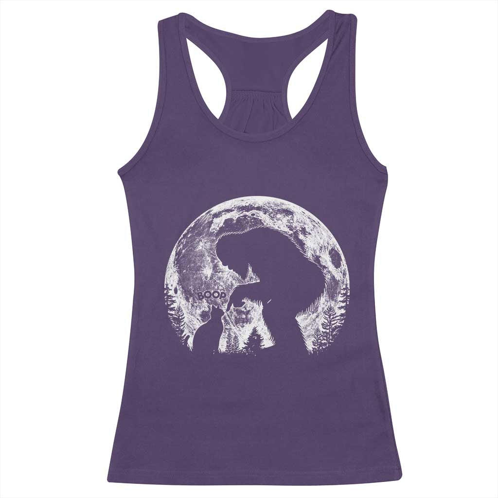 Fun Hand Boop Nose Bigfoot Cat Racerback Tank Top Sasquatch Full Moon