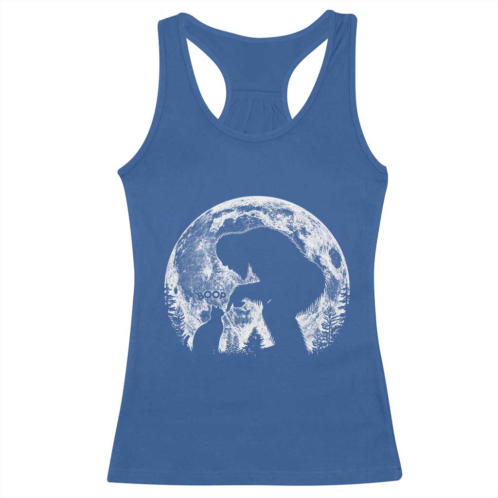 Fun Hand Boop Nose Bigfoot Cat Racerback Tank Top Sasquatch Full Moon