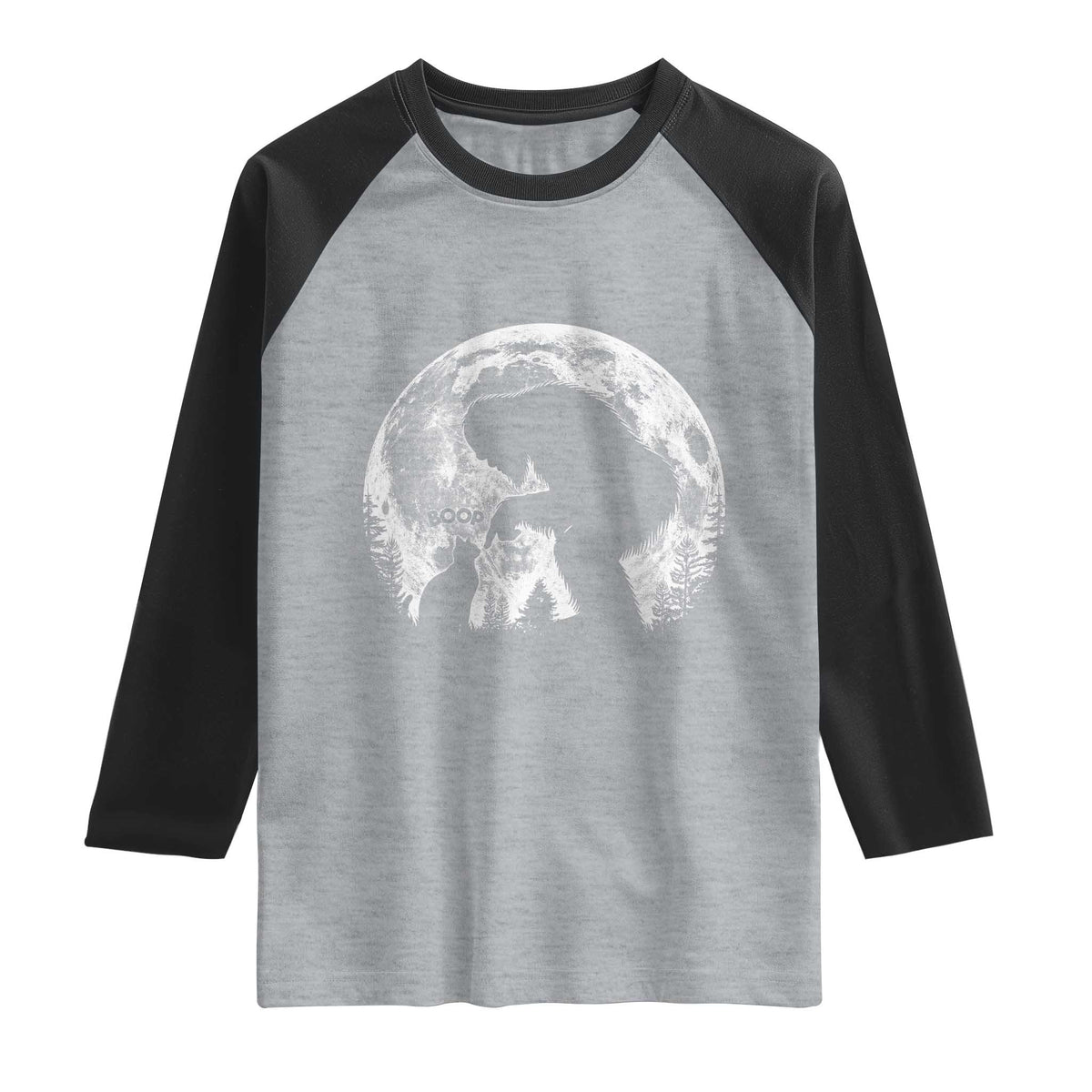 Fun Hand Boop Nose Bigfoot Cat Raglan Shirt Sasquatch Full Moon