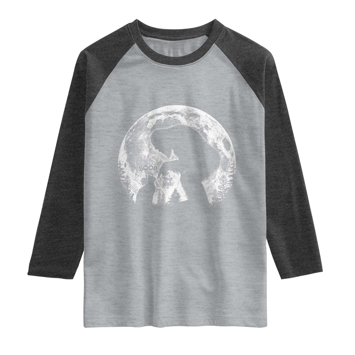 Fun Hand Boop Nose Bigfoot Cat Raglan Shirt Sasquatch Full Moon