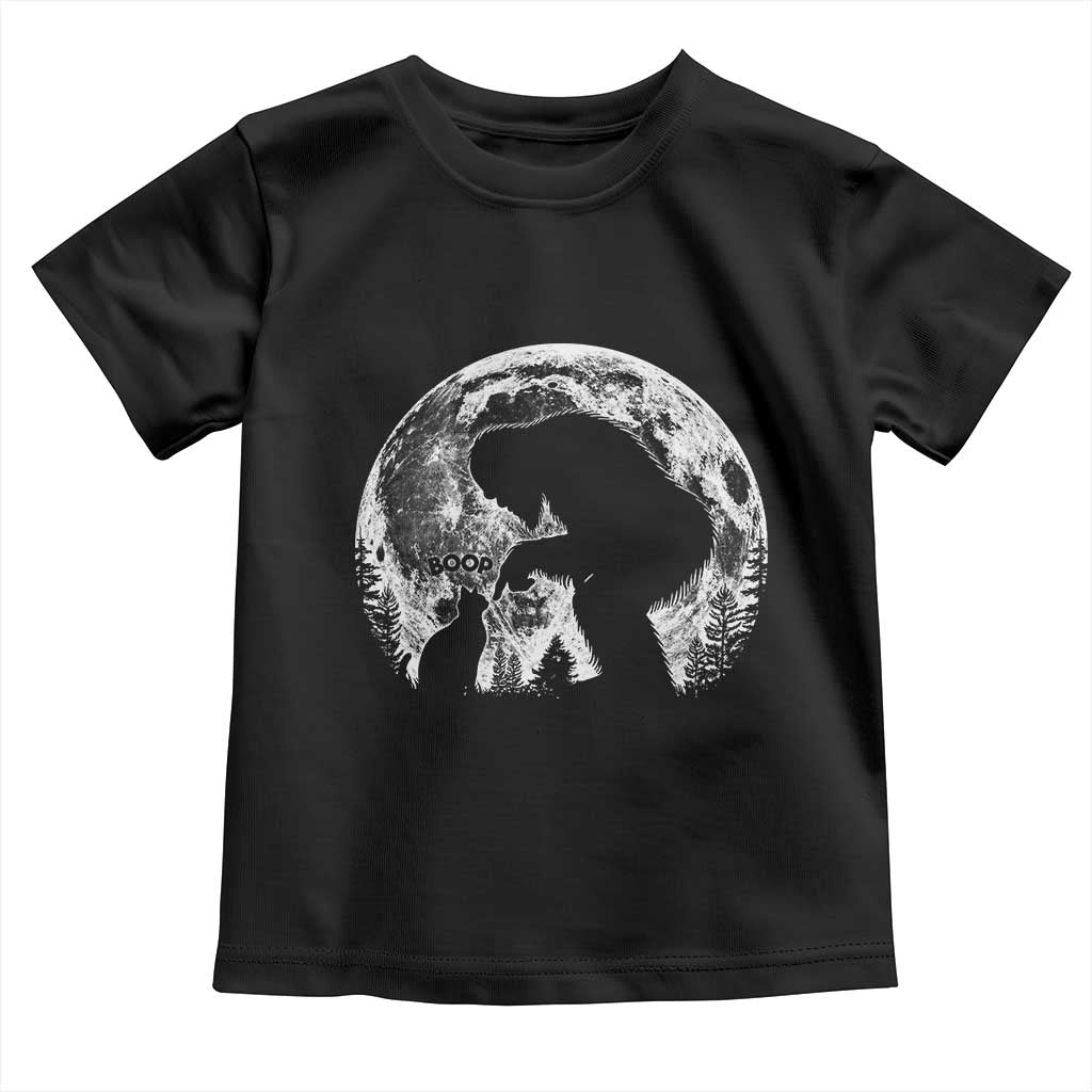 Fun Hand Boop Nose Bigfoot Cat Toddler T Shirt Sasquatch Full Moon