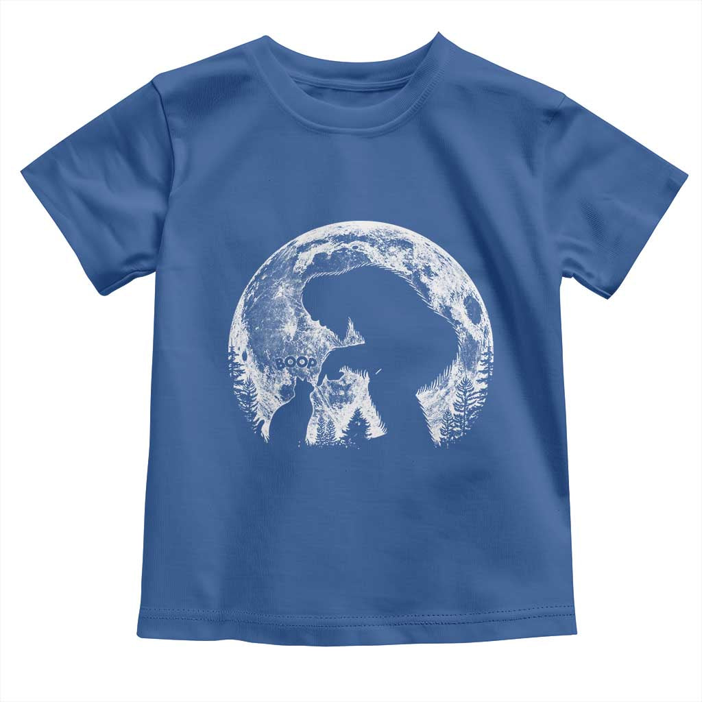 Fun Hand Boop Nose Bigfoot Cat Toddler T Shirt Sasquatch Full Moon