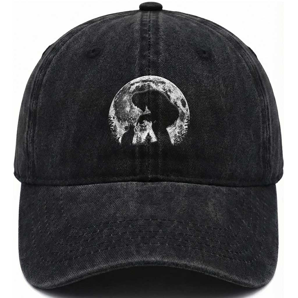 Fun Hand Boop Nose Bigfoot Cat Washed Cotton Baseball Cap Sasquatch Full Moon