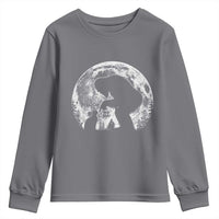 Fun Hand Boop Nose Bigfoot Cat Youth Sweatshirt Sasquatch Full Moon
