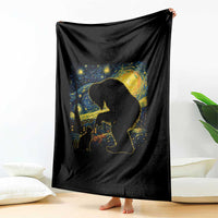 Fun Hand Boop Nose Bigfoot Cat Throw Blanket Sasquatch Starry Night Van Gogh