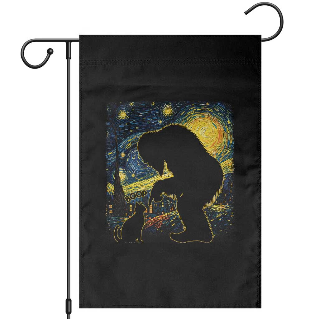 Fun Hand Boop Nose Bigfoot Cat Garden Flag Sasquatch Starry Night Van Gogh