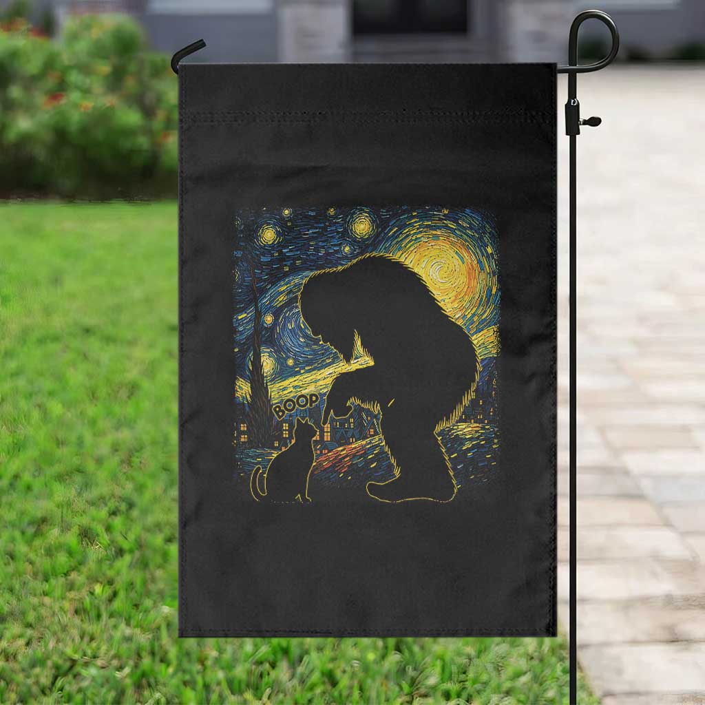 Fun Hand Boop Nose Bigfoot Cat Garden Flag Sasquatch Starry Night Van Gogh