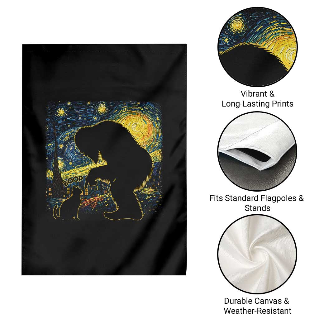 Fun Hand Boop Nose Bigfoot Cat Garden Flag Sasquatch Starry Night Van Gogh