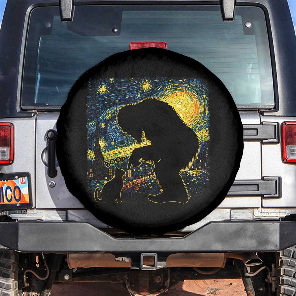 Fun Hand Boop Nose Bigfoot Cat Spare Tire Cover Sasquatch Starry Night Van Gogh