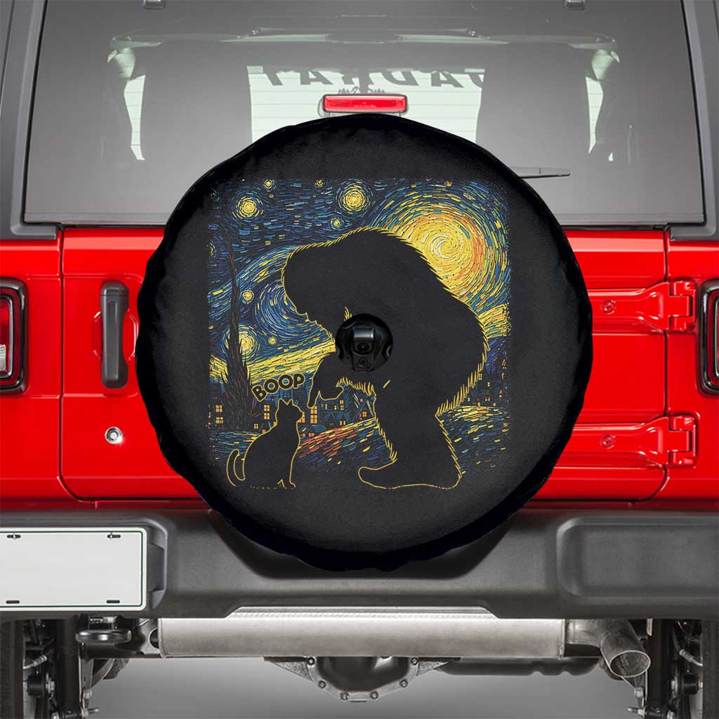 Fun Hand Boop Nose Bigfoot Cat Spare Tire Cover Sasquatch Starry Night Van Gogh