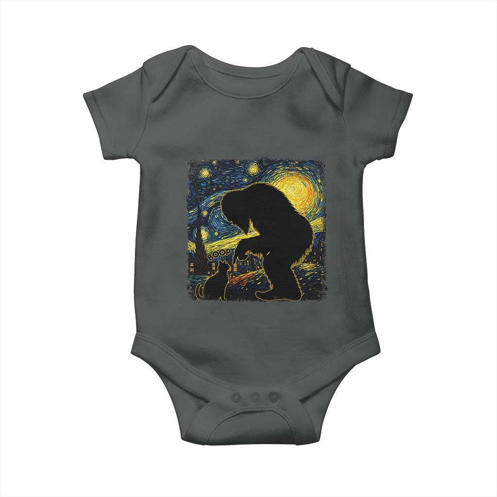 Fun Hand Boop Nose Bigfoot Cat Baby Onesie Sasquatch Starry Night Van Gogh