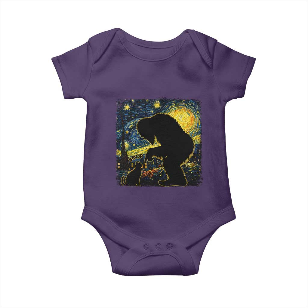 Fun Hand Boop Nose Bigfoot Cat Baby Onesie Sasquatch Starry Night Van Gogh