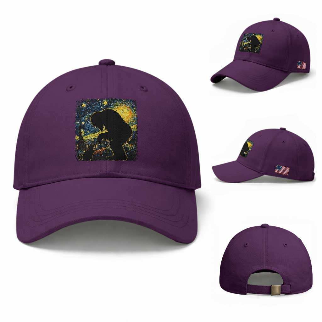Fun Hand Boop Nose Bigfoot Cat Baseball Cap Sasquatch Starry Night Van Gogh