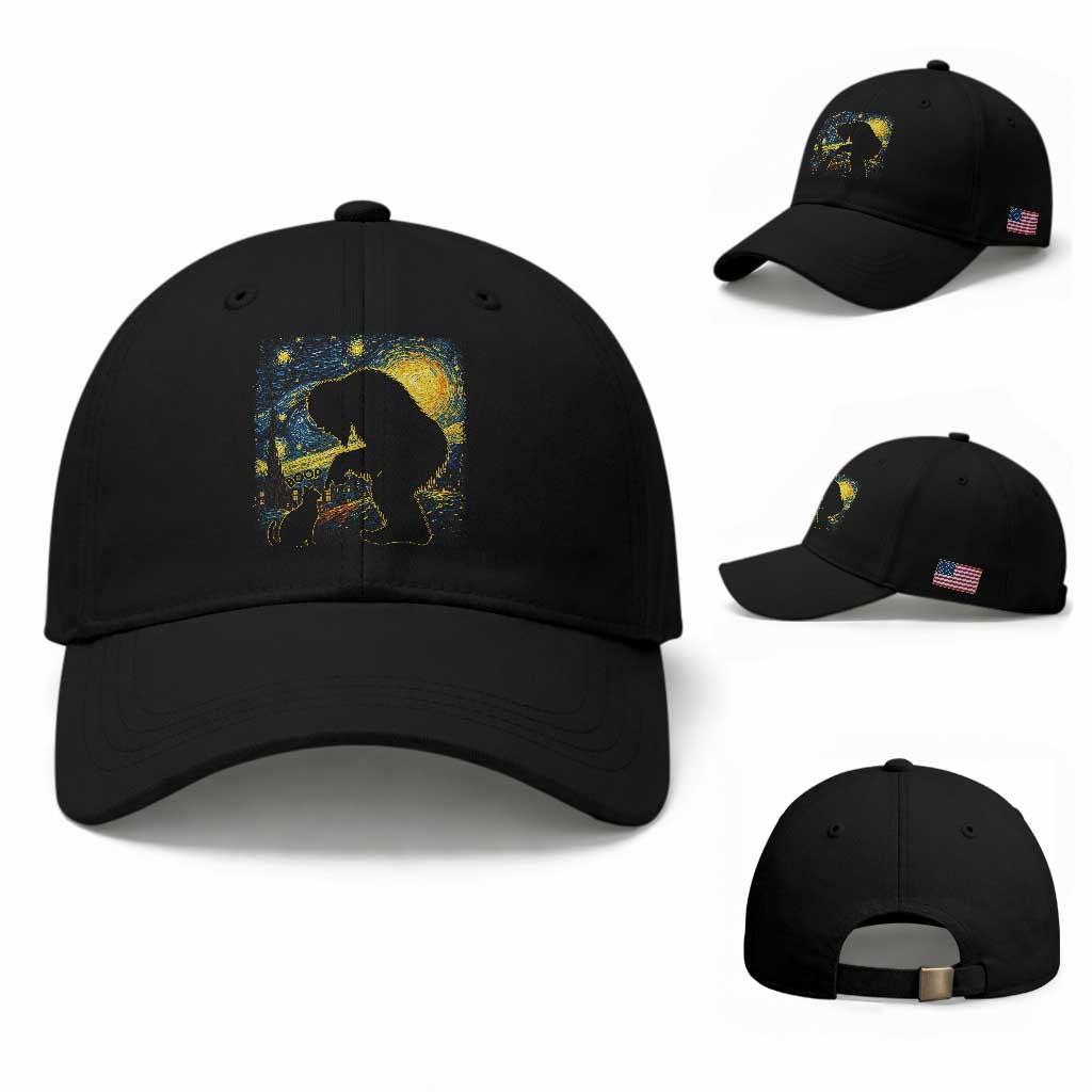 Fun Hand Boop Nose Bigfoot Cat Baseball Cap Sasquatch Starry Night Van Gogh
