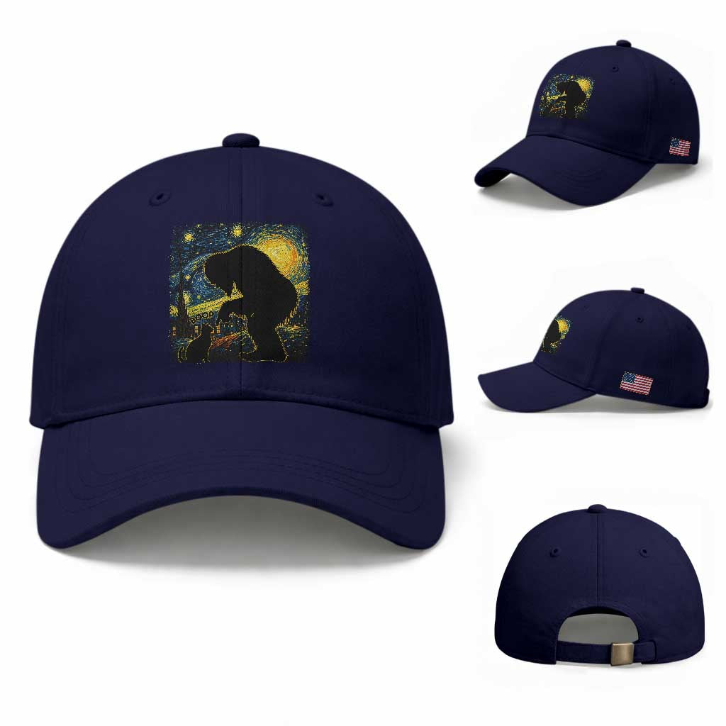 Fun Hand Boop Nose Bigfoot Cat Baseball Cap Sasquatch Starry Night Van Gogh