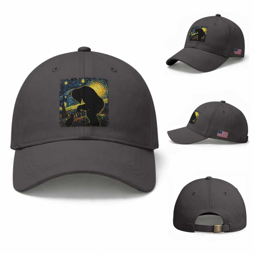 Fun Hand Boop Nose Bigfoot Cat Baseball Cap Sasquatch Starry Night Van Gogh