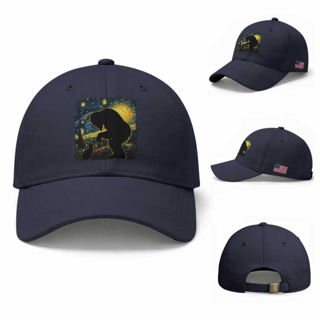 Fun Hand Boop Nose Bigfoot Cat Baseball Cap Sasquatch Starry Night Van Gogh