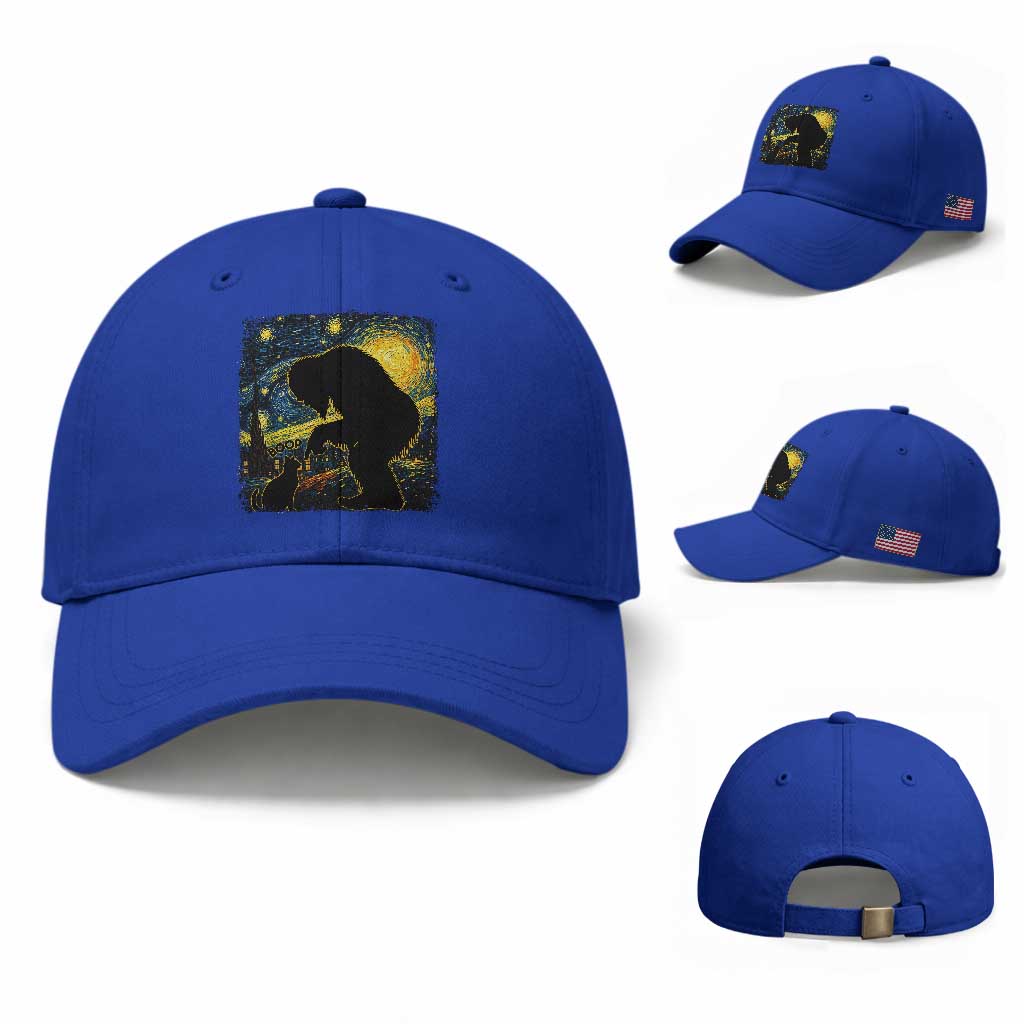 Fun Hand Boop Nose Bigfoot Cat Baseball Cap Sasquatch Starry Night Van Gogh