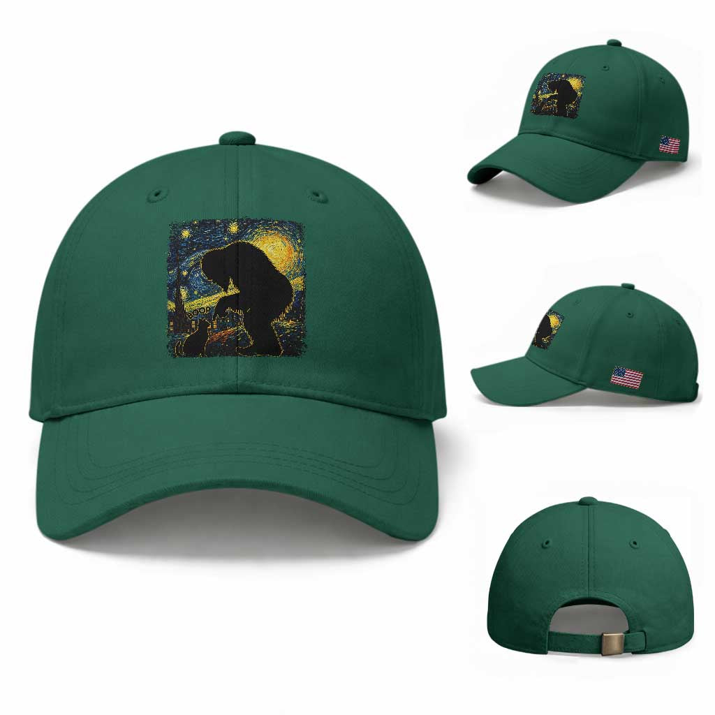 Fun Hand Boop Nose Bigfoot Cat Baseball Cap Sasquatch Starry Night Van Gogh