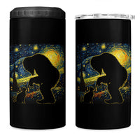 Fun Hand Boop Nose Bigfoot Cat 4 in 1 Can Cooler Tumbler Sasquatch Starry Night Van Gogh