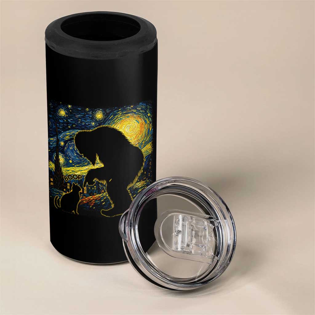 Fun Hand Boop Nose Bigfoot Cat 4 in 1 Can Cooler Tumbler Sasquatch Starry Night Van Gogh