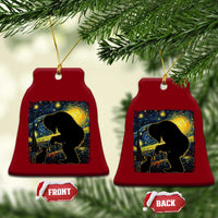 Fun Hand Boop Nose Bigfoot Cat Ceramic Ornament Sasquatch Starry Night Van Gogh