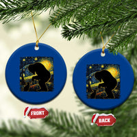 Fun Hand Boop Nose Bigfoot Cat Ceramic Ornament Sasquatch Starry Night Van Gogh