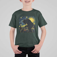 Fun Hand Boop Nose Bigfoot Cat T Shirt For Kid Sasquatch Starry Night Van Gogh