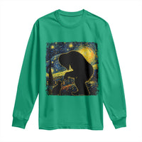 Fun Hand Boop Nose Bigfoot Cat Long Sleeve Shirt Sasquatch Starry Night Van Gogh