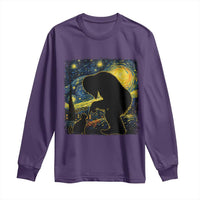 Fun Hand Boop Nose Bigfoot Cat Long Sleeve Shirt Sasquatch Starry Night Van Gogh