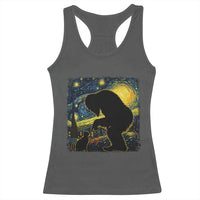 Fun Hand Boop Nose Bigfoot Cat Racerback Tank Top Sasquatch Starry Night Van Gogh