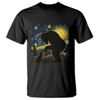 Fun Hand Boop Nose Bigfoot Cat T Shirt Sasquatch Starry Night Van Gogh