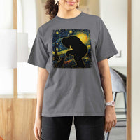 Fun Hand Boop Nose Bigfoot Cat T Shirt For Women Sasquatch Starry Night Van Gogh