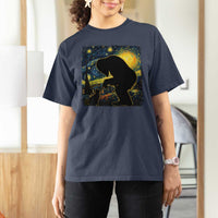 Fun Hand Boop Nose Bigfoot Cat T Shirt For Women Sasquatch Starry Night Van Gogh