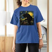 Fun Hand Boop Nose Bigfoot Cat T Shirt For Women Sasquatch Starry Night Van Gogh