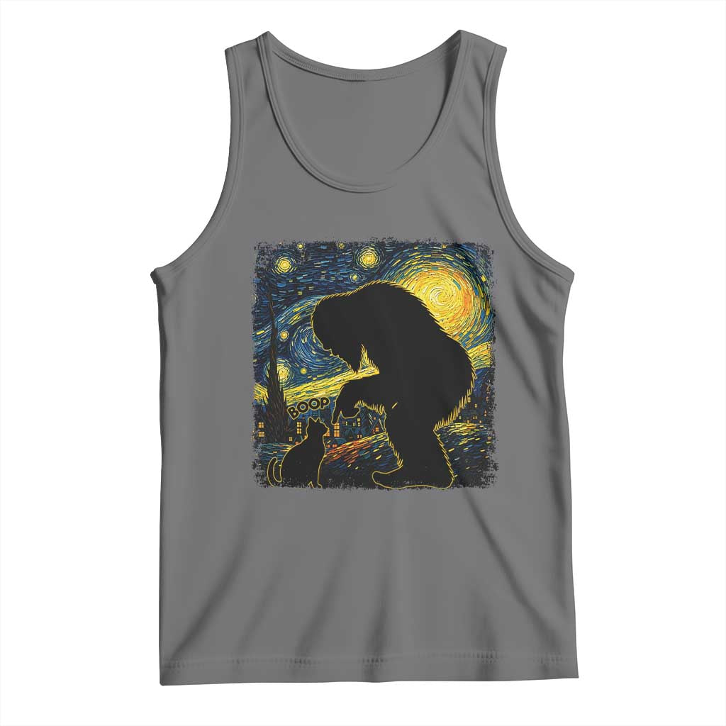 Fun Hand Boop Nose Bigfoot Cat Tank Top Sasquatch Starry Night Van Gogh