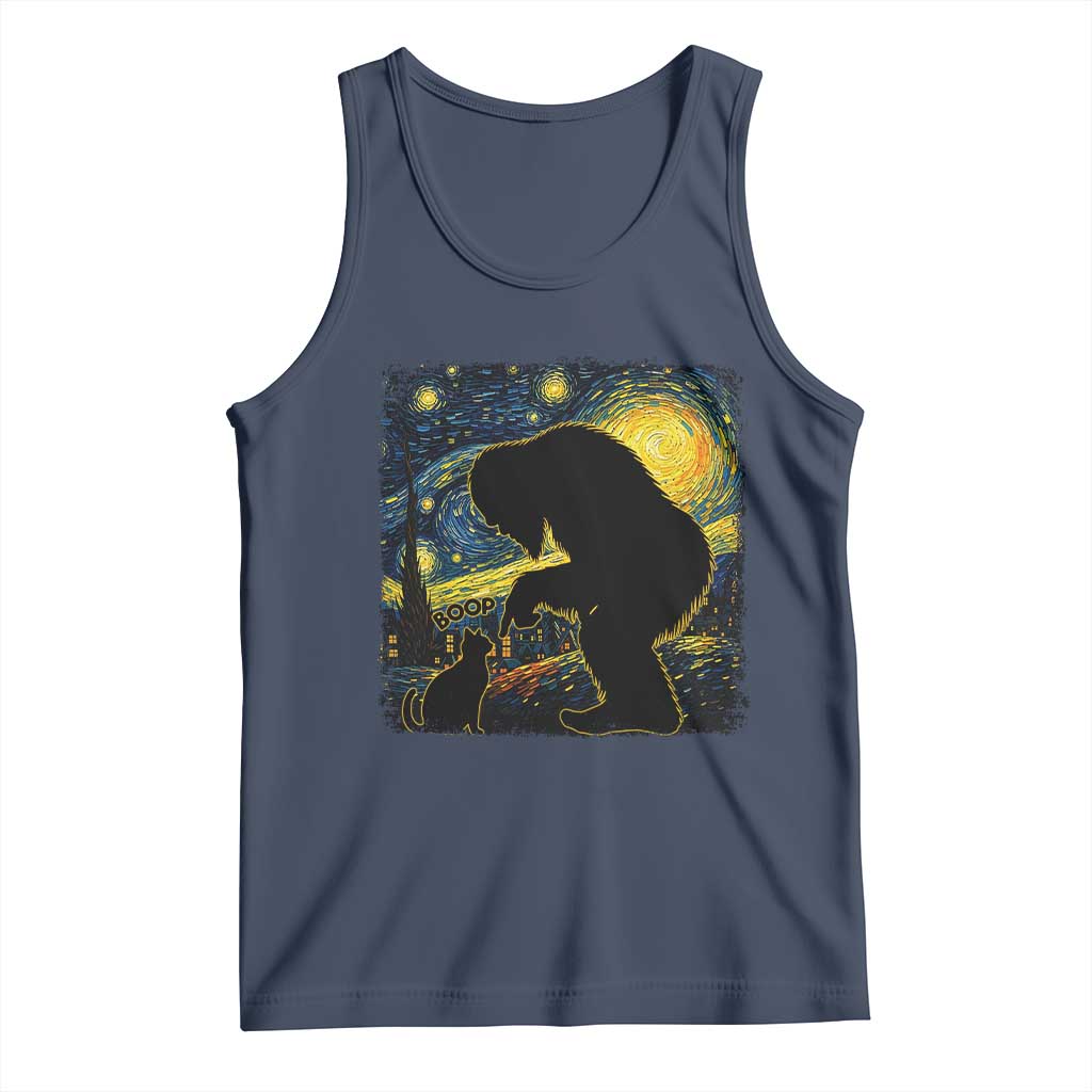 Fun Hand Boop Nose Bigfoot Cat Tank Top Sasquatch Starry Night Van Gogh