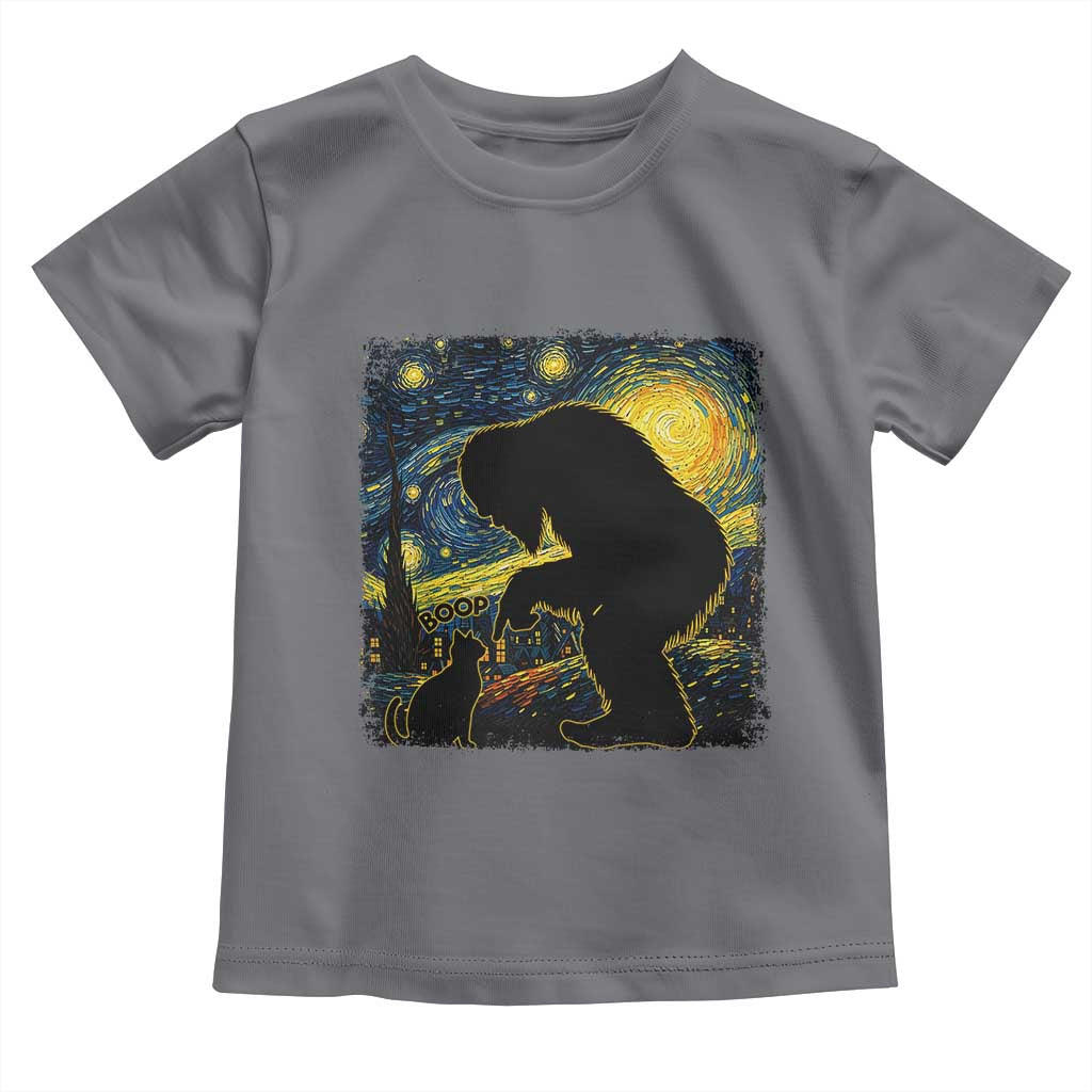 Fun Hand Boop Nose Bigfoot Cat Toddler T Shirt Sasquatch Starry Night Van Gogh