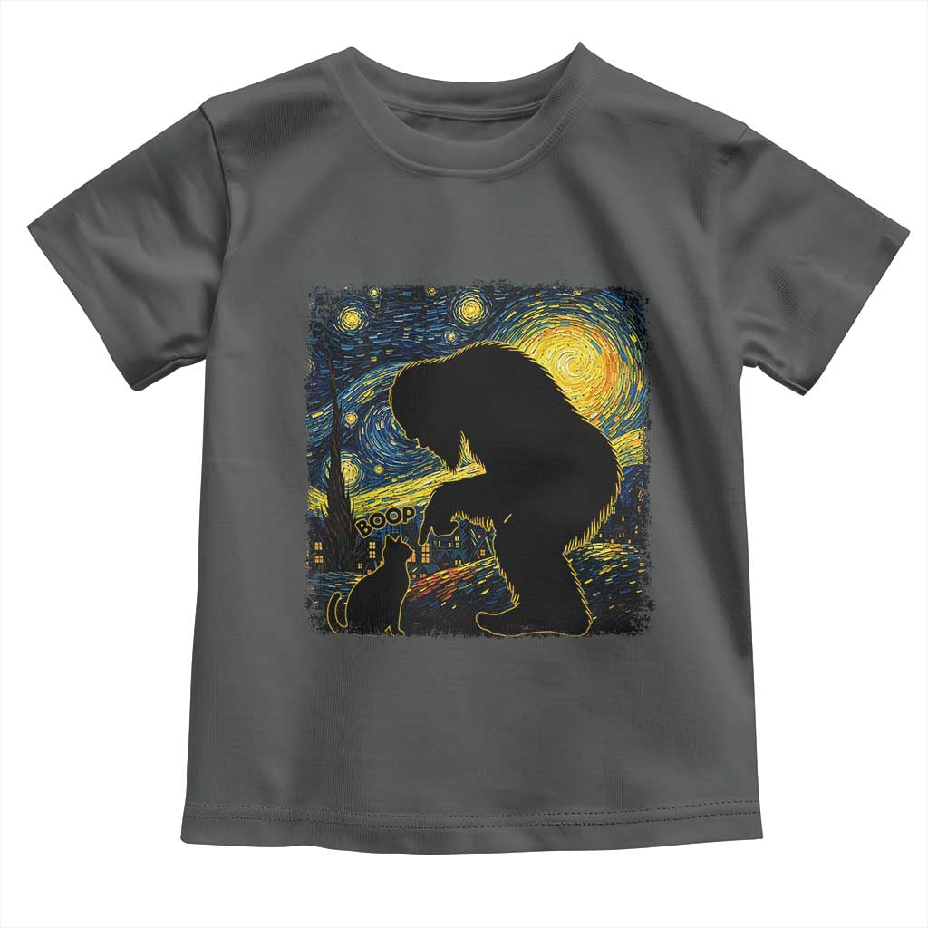 Fun Hand Boop Nose Bigfoot Cat Toddler T Shirt Sasquatch Starry Night Van Gogh