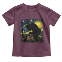 Fun Hand Boop Nose Bigfoot Cat Toddler T Shirt Sasquatch Starry Night Van Gogh