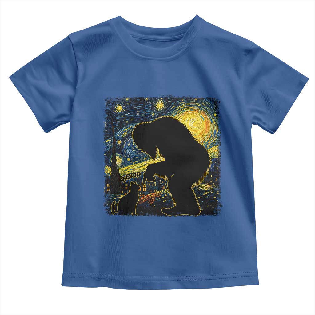 Fun Hand Boop Nose Bigfoot Cat Toddler T Shirt Sasquatch Starry Night Van Gogh