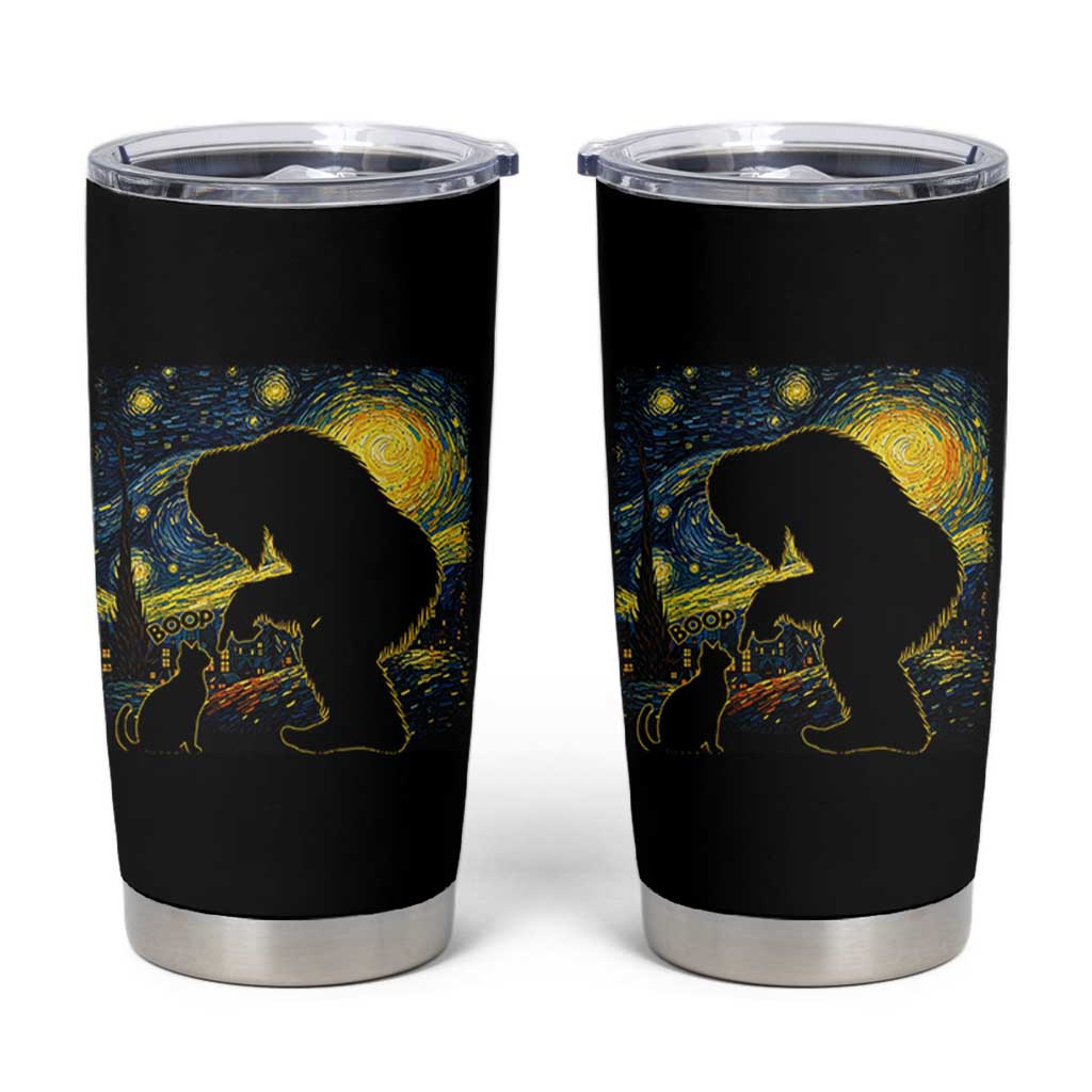 Fun Hand Boop Nose Bigfoot Cat Tumbler Cup Sasquatch Starry Night Van Gogh